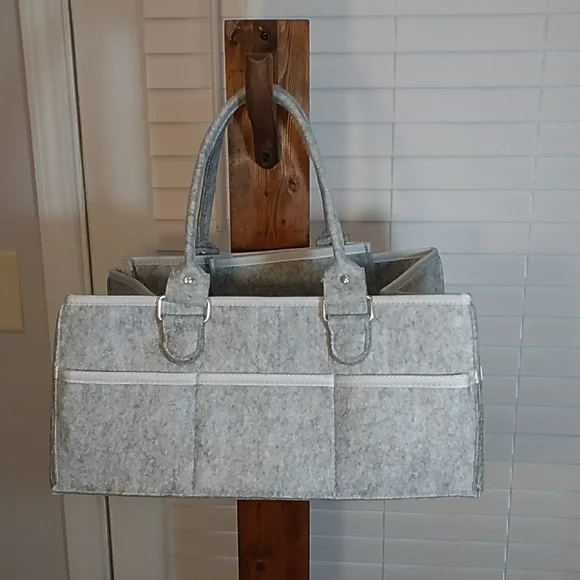 Lee Baby Co. Gray Diaper Caddy Storage Organizer Nursery Essential Tote Bag New - Picture 3 of 9